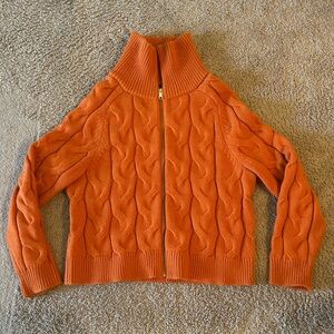 Talbots Cable Knit Zip Up Sweater